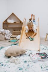 Montessori domečková police Woodle - přírodní dřevo/bílá