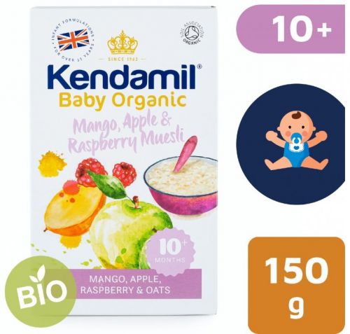 BIO/Organická ovesná kaše s ovocem (mango, jablko, malina) – (150 g)