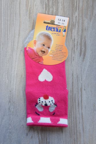 Ponožky tmavě růžové - pejsek