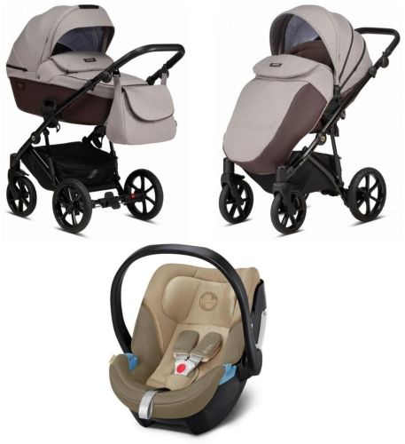 Kočárek Viva Life III 2v1 Warm Grey + CYBEX Aton 5 Classic Beige