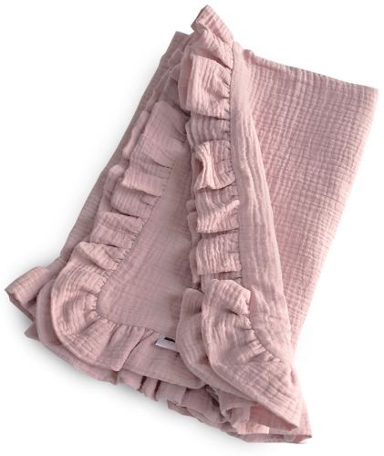Mušelínová deka s volánem - mauve