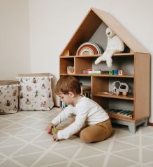 Montessori domečková police Woodle - přírodní dřevo/šedá